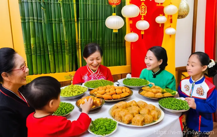 다양한 문화에서의 음식 기념일 - **Prompt for a traditional Vietnamese Tet family gathering:**
"A heartwarming scene of a multi-g...